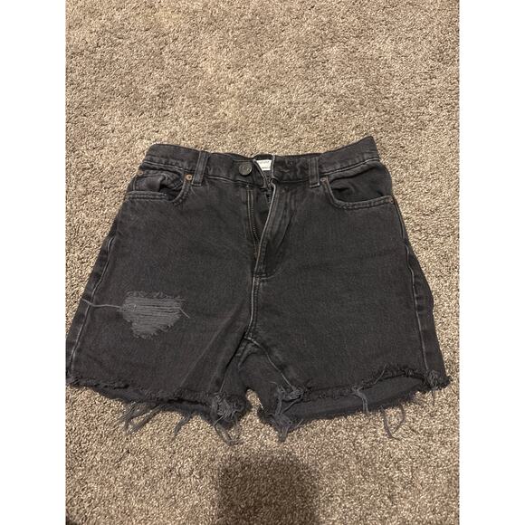 Garage Vintage Straight Black Distressed Jean Shorts Size 00 - Picture 1 of 3